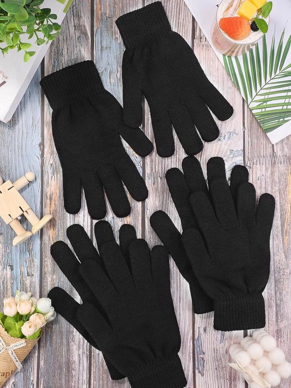 3 Pairs Winter Warm Magic Gloves Thicken Cashmere Knit Gloves Stretchy Unisex Full Fingers Gloves for Men Women