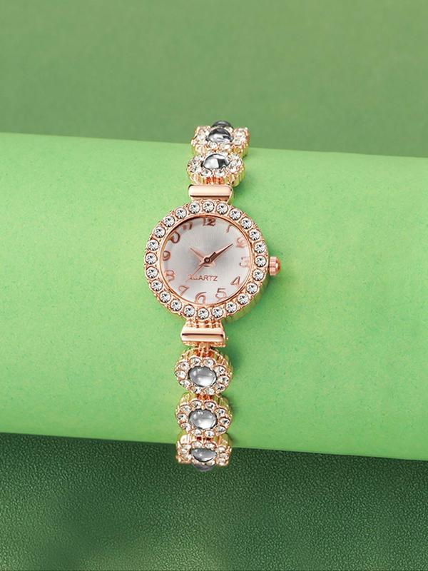 Women's Elegant Rhinestone Decorated Quartz Slider Watch, Exquisite Trendy Wristwatch, Fashionable Watch for Women As Gift with Box