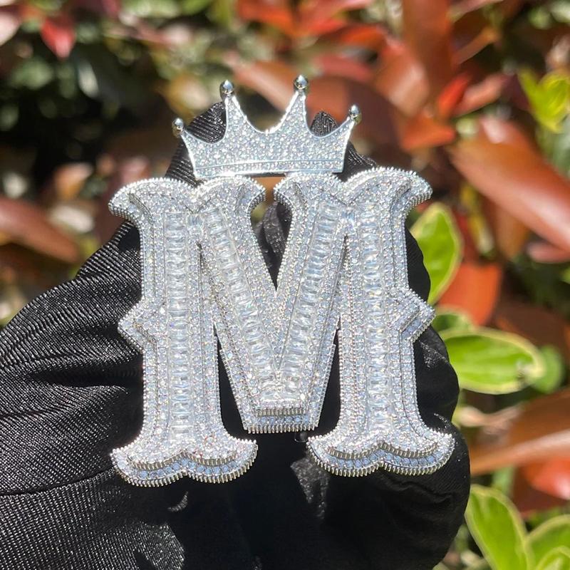 Crown Letters Alphabets Chain Pendant Name Custom Initials Letter Cubic Zirconia Jewelry Men Women Hip Hop Daily Wear Decor