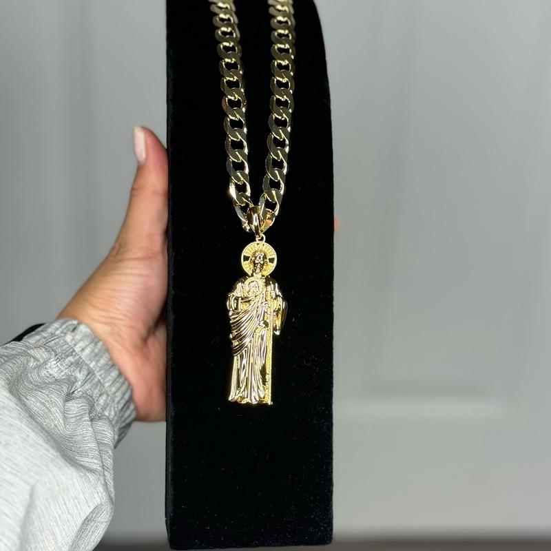 San Judas All Gold Chain Set