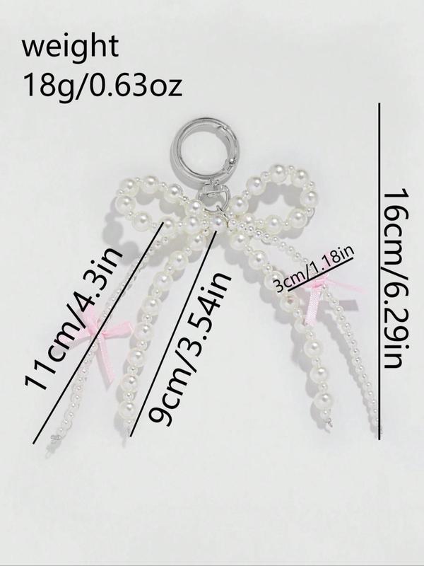 Cute Faux Pearl Decorated Bowknot Design Keychain, Fashionable Keychain for Women & Girls, Trendy All-match & Exquisite Keychain for Birthday Gift