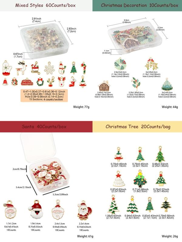 Cute Cartoon Christmas Themed Alloy Enamel Pendants, Christmas Tree & Santa & Reindeer & Wreath Design Charms, Fashion Accessories for DIY Bracelet & Necklace