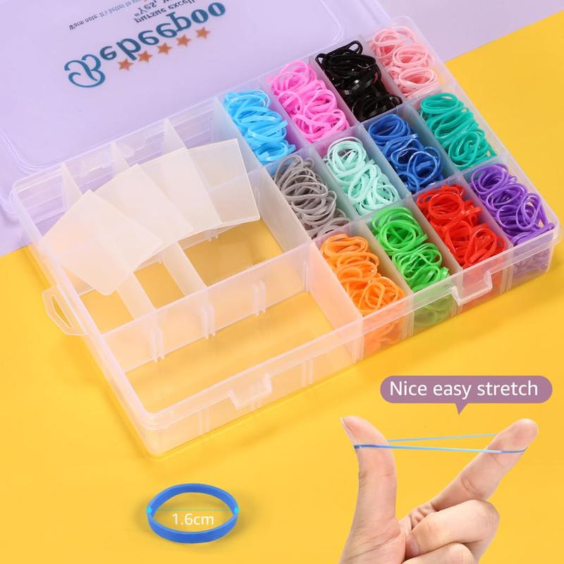 2000 pcs Mini Hair Rubber Bands ,  Elastic Hair Bands 24 Colors, with Organizer Box, Soft Small Girl Hair Ties, Colorful  Rubber Bands Set with Hair Tail Tools, Rat Tail Comb