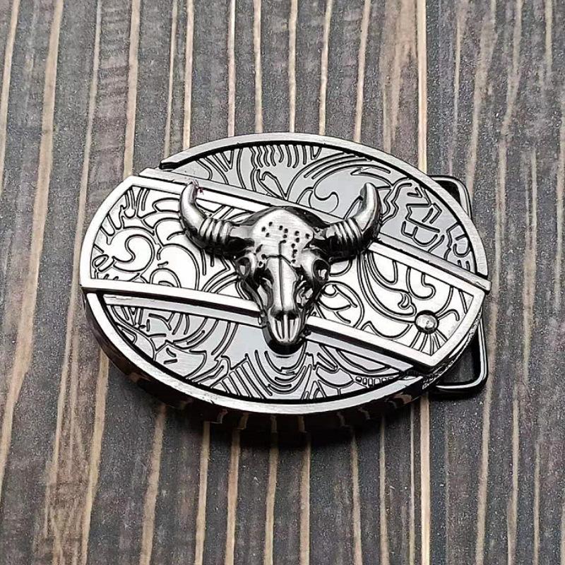 INDIVIDUAL BUCKLES Oval removablewestem cowboy cowgir Belt Bucklesunfower & cow Western Fashion