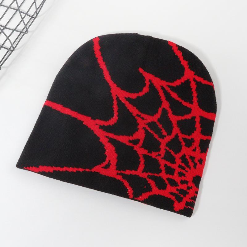 Fashion trend pullover spider web Y2K jacquard men's and women's hats Spider Web Knit Beanie Hat