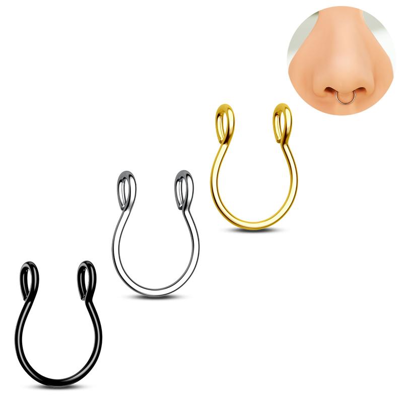 Oufer Faux Septum Ring Adjustable Clip On Nose Ring