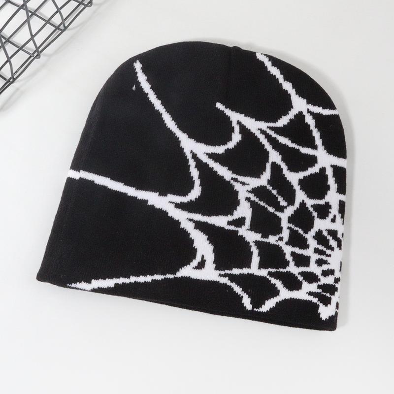 Fashion trend pullover spider web Y2K jacquard men's and women's hats Spider Web Knit Beanie Hat