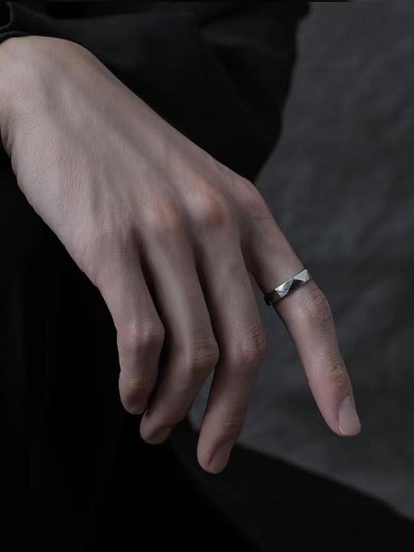 Punk Geometric Design Stainless Steel Ring, Simple and Fashionable Ring, Fashion Accessories for Both Men & Women