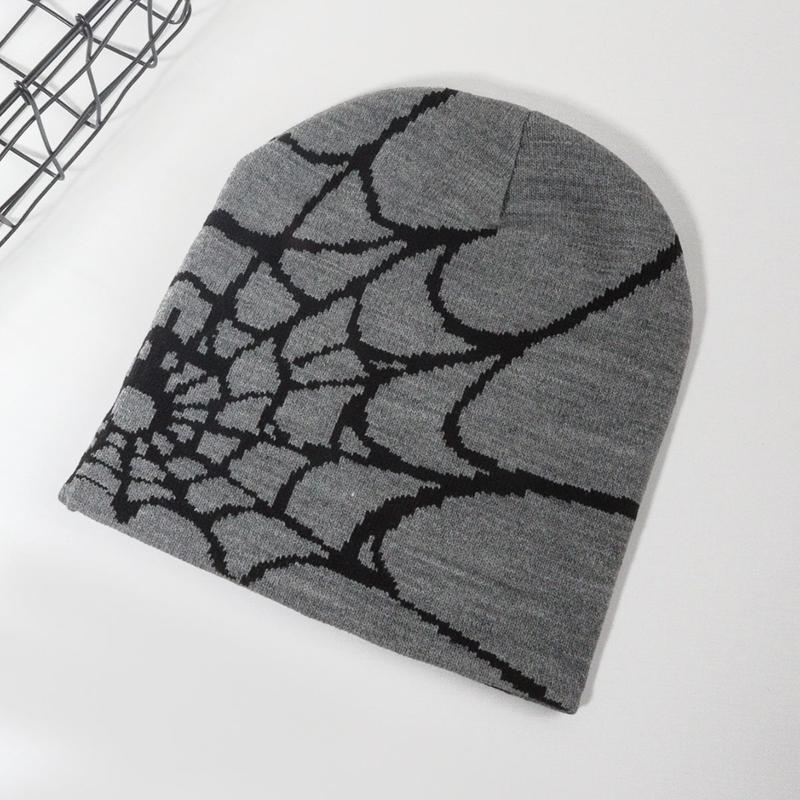 Fashion trend pullover spider web Y2K jacquard men's and women's hats Spider Web Knit Beanie Hat