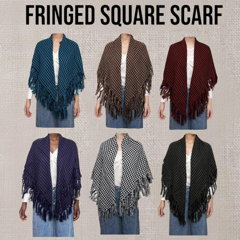 Chic & Cozy Fringed Square Scarves - Premium 100% Acrylic