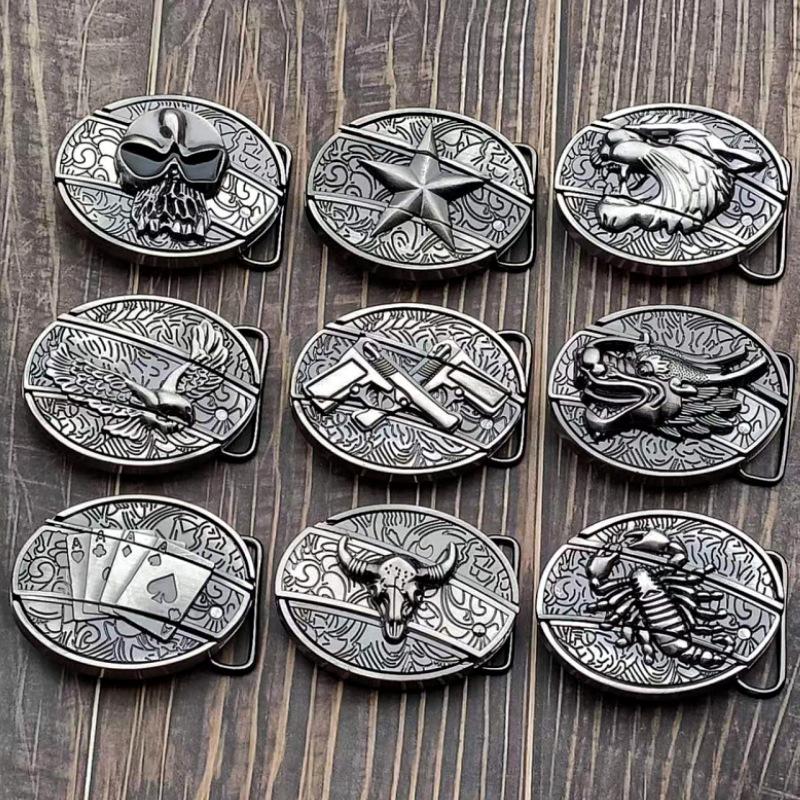 INDIVIDUAL BUCKLES Oval removablewestem cowboy cowgir Belt Bucklesunfower & cow Western Fashion