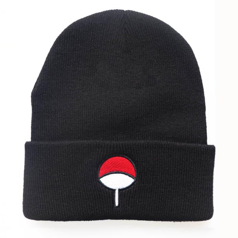 Unisex Anime Embroidery Knit Cap Naruto Beanies Casual Winter Warm Hats Hip-Hop Soft Stretch Warm Knitted Slouchy Cap