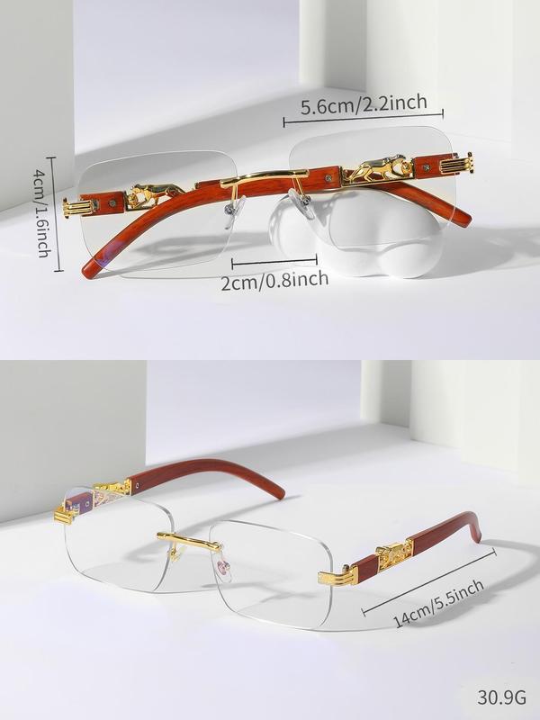 Simple Ombre Lens Designer Sunglasses for Men, 2024 Summer Trendy Square Shaped Fashion Rimless Sunglasses, Travel Accessories