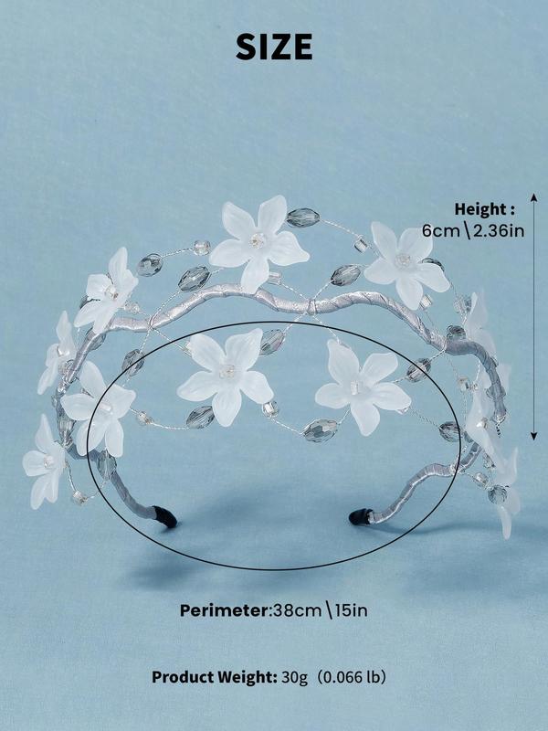 Flowers & Rhinestones Decor Headband, Minimalist Elegant Flowers Decor Headband, Simple Design Hair Accessories