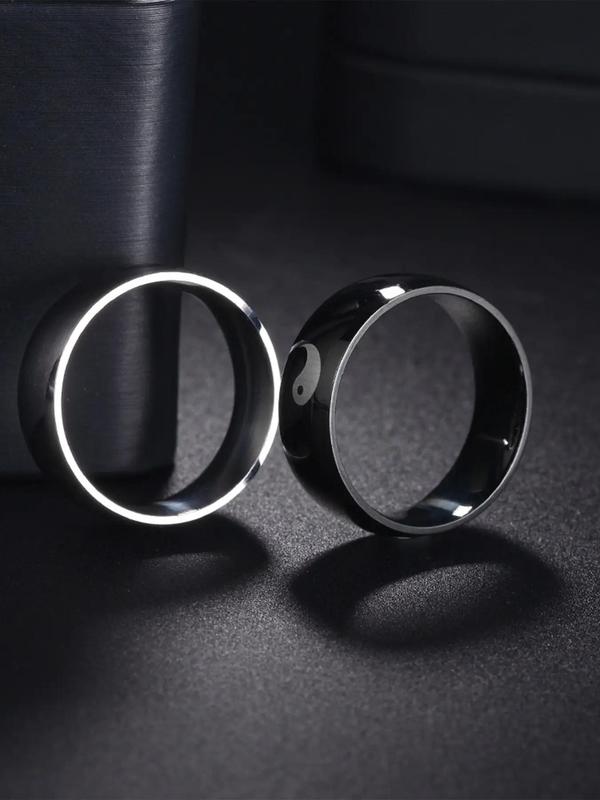 2pcs set Simple Yinyang Design Stainless Steel Ring, Casual Matching Couple Ring, Fashion Jewelry Accessories for Men & Women