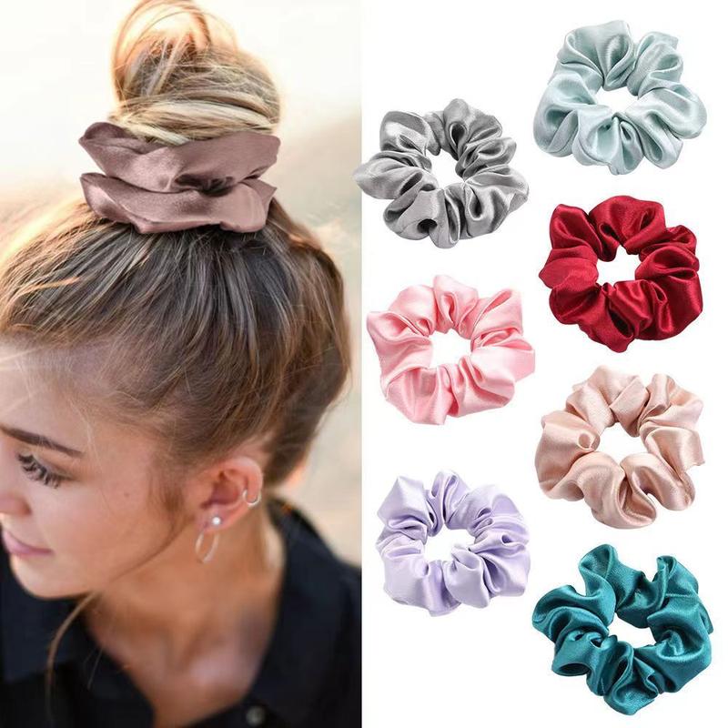 West Kiss Ties Silk Scrunchies Soft Satin Hair Scrunchies Elastic Hair Ties