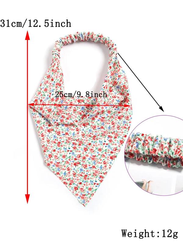 Ditsy Floral Pattern Bandana (3pcs set), Cute Decorative Kerchief for Women & Girls, Fashion Hair Accessories for Daily Wear