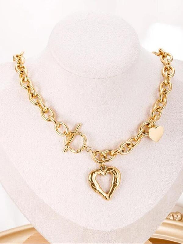 Women's Elegant Heart Design Ot Buckle Pendant Necklace, Fashion Jewelry for Party, Daily Clothing Decor, Trendy All-match & Exquisite Jewelry for Birthday Gift