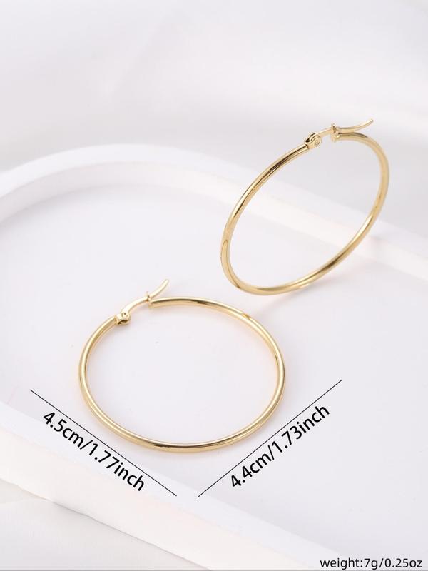  1 Pair Round Hoop Earrings, Fashion Titanium Steel Circle Earrings Accessories for Both Men & Women, Daily Clothing Decor Gift for Girl