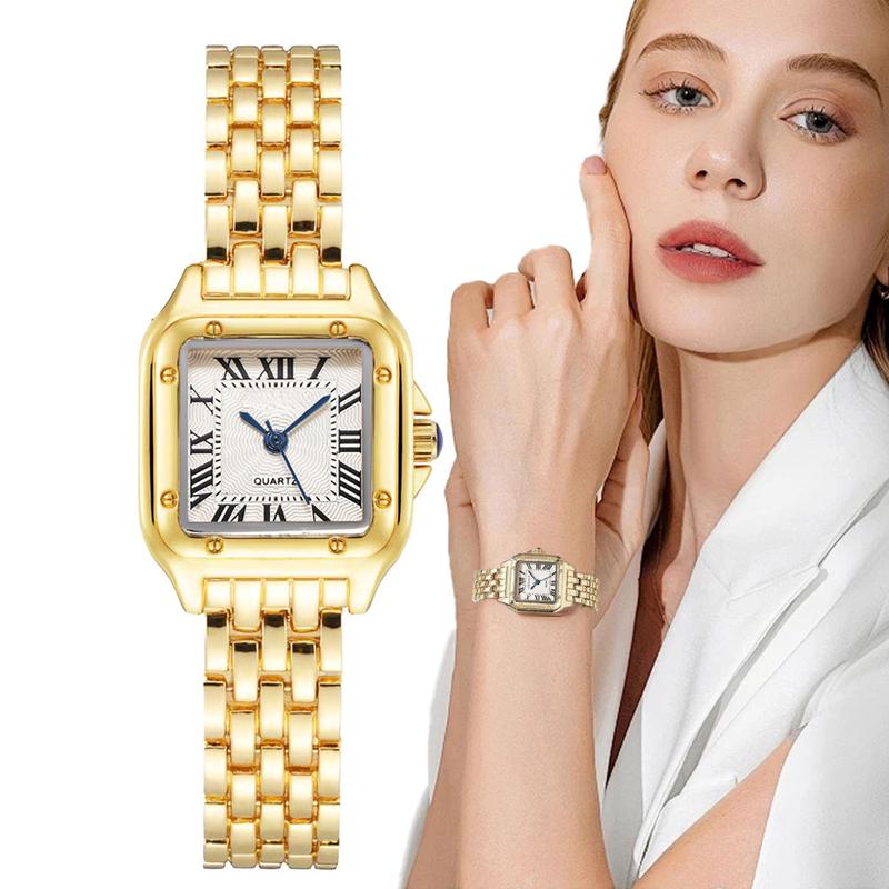 Womens Square Fashion Watch - Quartz movement - Gold and Silver