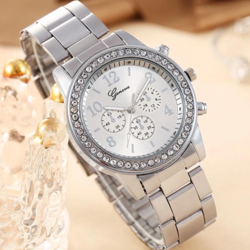 Fashion Women's Digital Three-Eye Steel Band Quartz Watch Women's Watch Gift To Friends