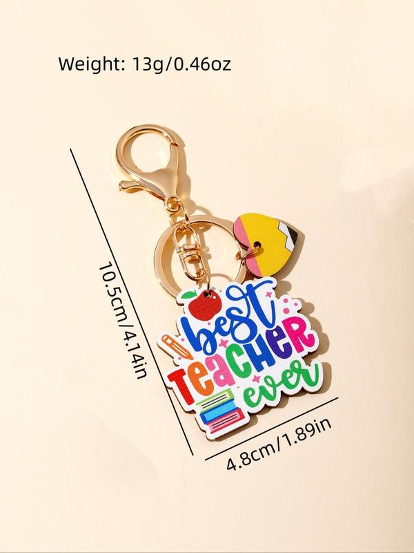 Creative Heart & Slogan Design Keychain, Cute Keychain for Teacher, Keychain Bag Pendant, Car Keychain Accessories As Gift