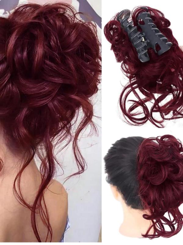 Women's Curly Hair Bun with Hair Claw, Messy Bun Hairpiece for Daily Use Summer 2024, Synthetic Hair Extensions Invisible Seamless Natural Hairpieces for Adding Hair Volume for Women