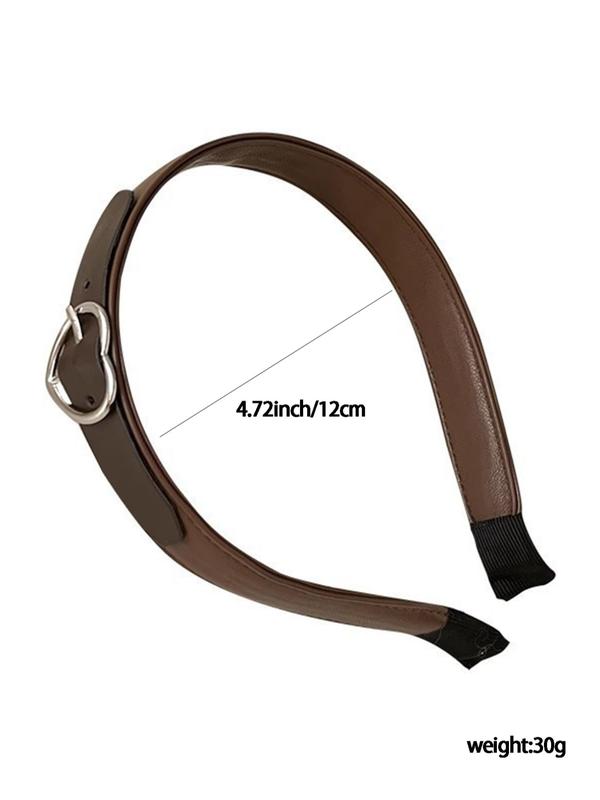 Heart Buckle Decor Belted Design Hair Hoop, Casual Versatile Hair Accessories for Women & Girls, Minimalist Headwear Suitable for Thick Hair