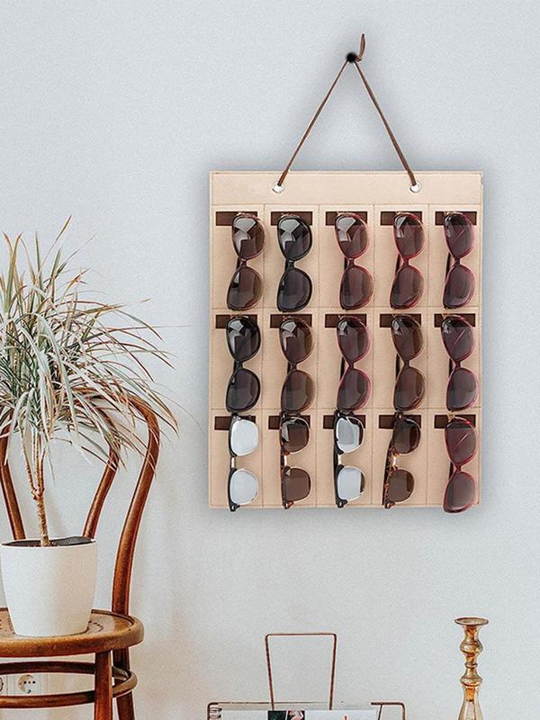 Felt Sun Glasses Storage Bag, Multi-grid Sun Glasses Display Holder, Sun Glasses Storage Organizer for Home & Travel