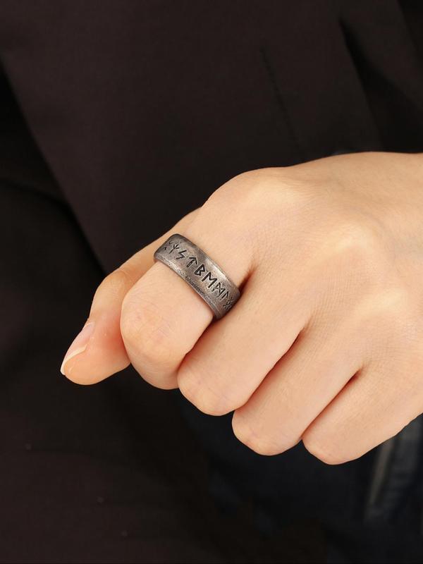 Vintage Letter Pattern Punk Promise Ring for Her & Him, Street Party Fashion Goth Accessories, Fashion Rings Jewelry Accessories for Men & Women