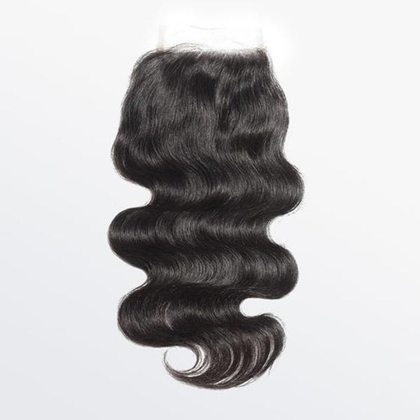 [Ashine] Free Parted Lace 4x4 Closure #1B Natural Black 100% Human Hair Pre Plucked Pre Bleached Pre Cut