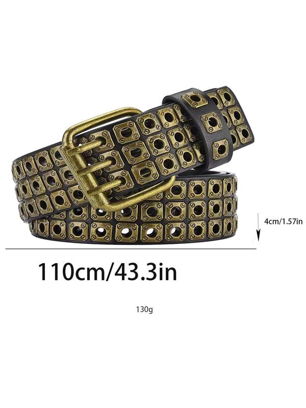 Punk Style Square Rivet Design PU Buckle Belt, Fashion Belt for Women for Daily Clothing Decor, Trendy All-match & Exquisite Belt for Birthday Gift