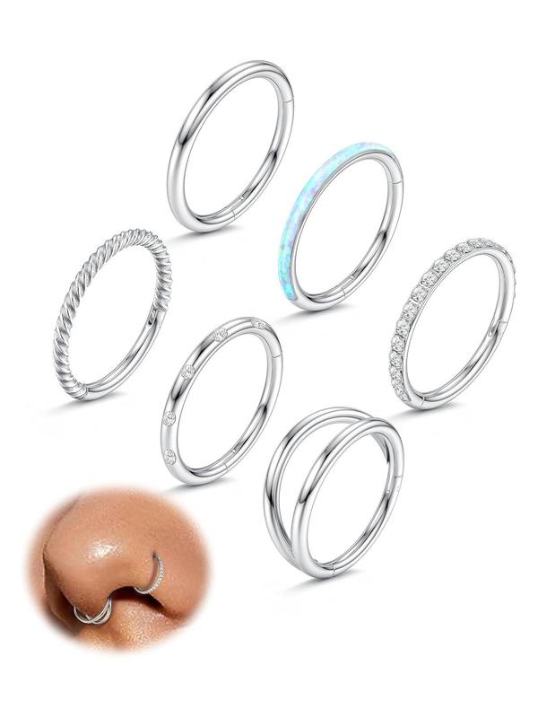 Rhinestone Decor Nose Ring, Stainless Steel Nose Hoop for Women & Men, Minimalist and Fashionable Piercing Jewelry, Can Be Used on Lips, Brow Bones, Earrings, Piercing Jewelry Set for Parties and Everyday