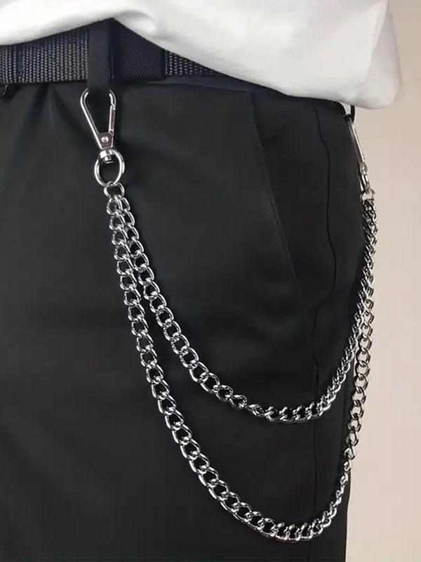 Punk Style Chain Design Pants Belt, Fashionable Double Layered Waist Chain for Jeans Trousers, Trendy All-match & Exquisite Belt for Birthday Gift