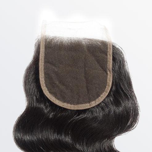 [Ashine] Free Parted Lace 4x4 Closure #1B Natural Black 100% Human Hair Pre Plucked Pre Bleached Pre Cut