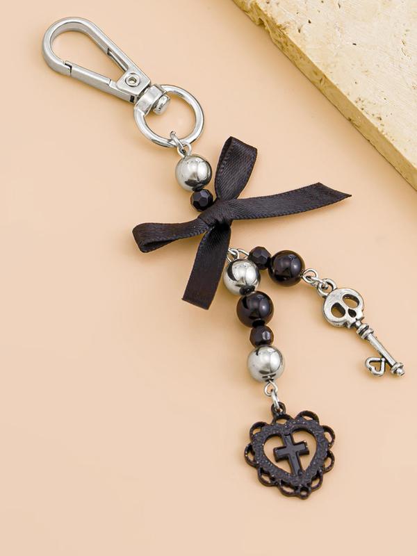 Cute Bow & Heart Design Keychain, Fashionable Keychain for Women & Girls, Trendy All-match & Exquisite Keychain for Birthday Gift