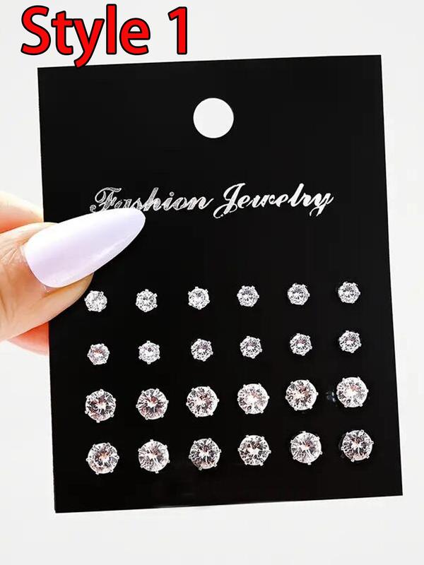 Summer Outfits 2024 Rhinestone Decorated Stud Earrings, Geometric Design Earrings, Ear Jewelry for Party Chic Gift for Women Back To School, Fall Outfits, Fall Freshness Fall