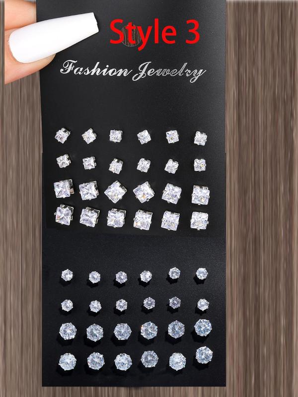 Summer Outfits 2024 Rhinestone Decorated Stud Earrings, Geometric Design Earrings, Ear Jewelry for Party Chic Gift for Women Back To School, Fall Outfits, Fall Freshness Fall