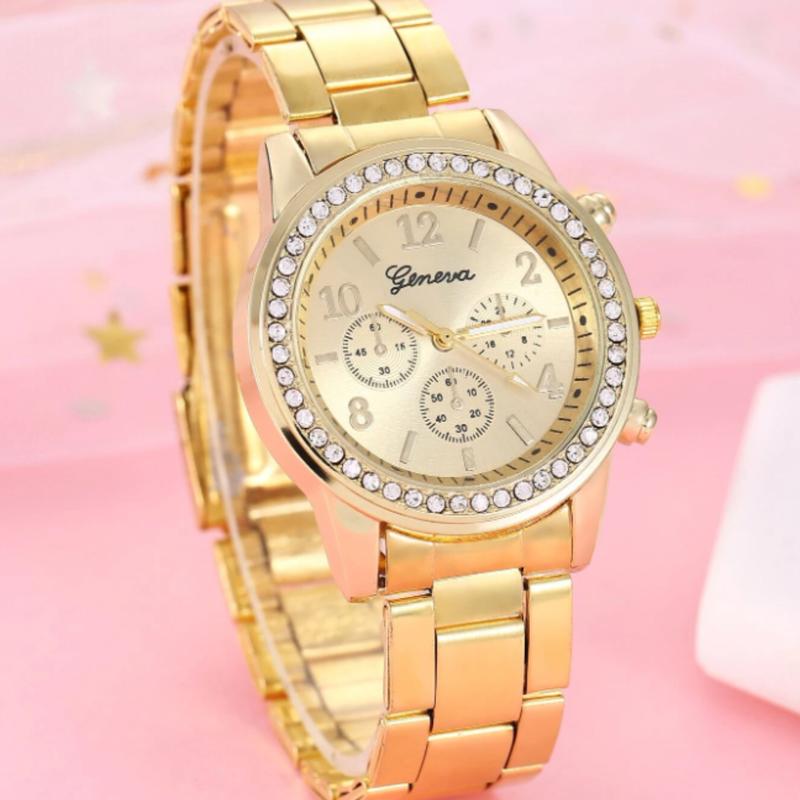 Fashion Women's Digital Three-Eye Steel Band Quartz Watch Women's Watch Gift To Friends