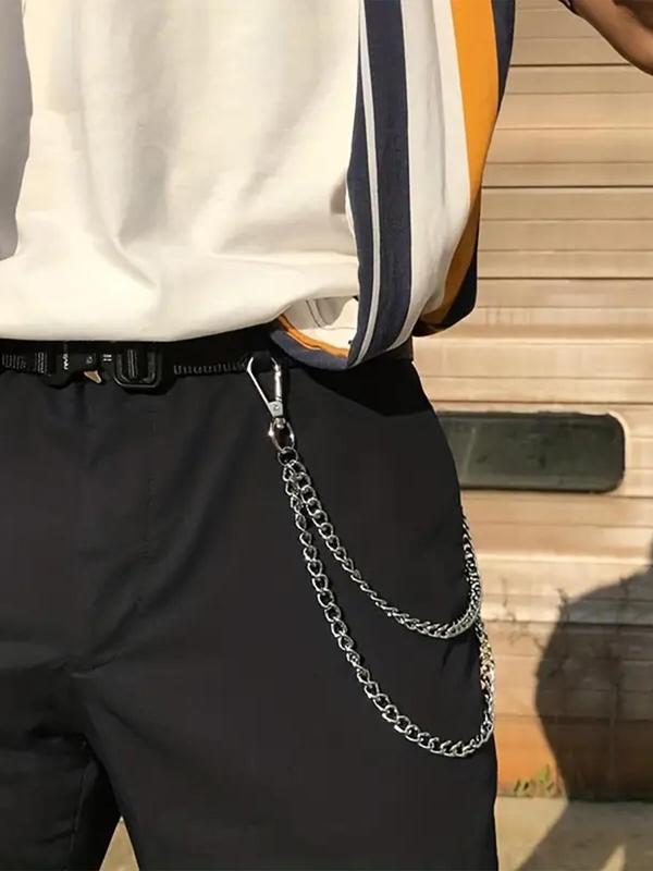 Punk Style Chain Design Pants Belt, Fashionable Double Layered Waist Chain for Jeans Trousers, Trendy All-match & Exquisite Belt for Birthday Gift