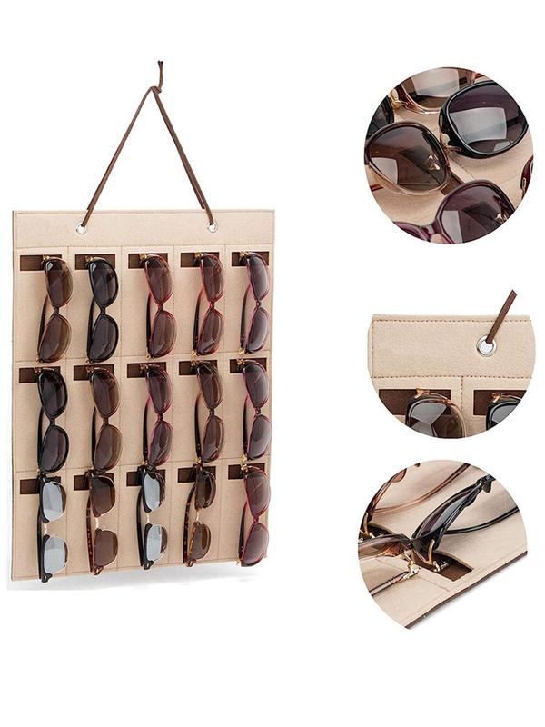 Felt Sun Glasses Storage Bag, Multi-grid Sun Glasses Display Holder, Sun Glasses Storage Organizer for Home & Travel