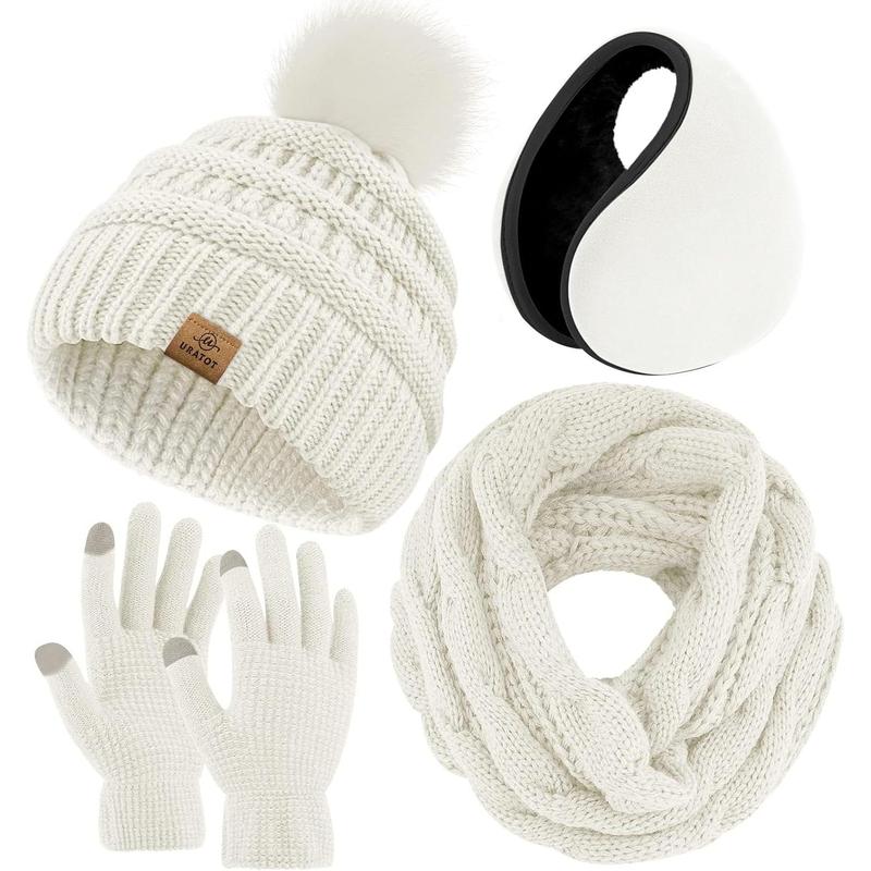 Winter Warm Gloves Sets Women's Scarf Hat and Gloves Set Touch Screen Gloves Winter Ear Warmer Set for Men