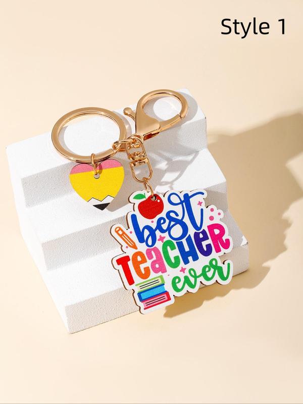 Creative Heart & Slogan Design Keychain, Cute Keychain for Teacher, Keychain Bag Pendant, Car Keychain Accessories As Gift