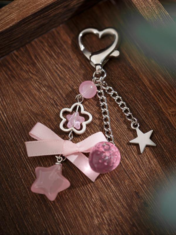 Cute Star & Bow & Heart & Strawberry Design Keychain, Elegant Keychain for Women & Girls, Fashion Accessories for Daily Use, Trendy All-match & Exquisite Keychain for Birthday Gift