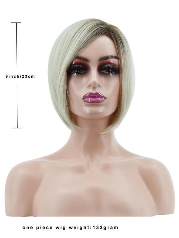 12 Inch Short Straight Bob Wig without Bangs for Women, Elegant Temperament Synthetic Hair for Daily Use & Party