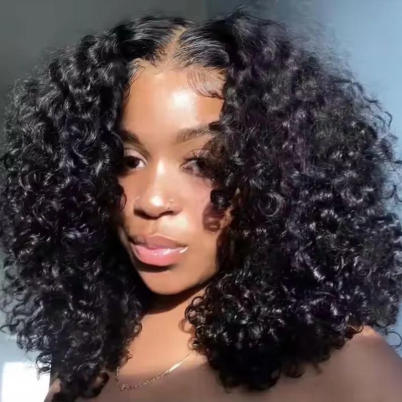 ISEE Wear Go Water Wave & Deep Curly Pre Plucked Glueless Wigs Pre Cut 6*4 HD Lace Closure Human Hair Wigs Beginner Friendly