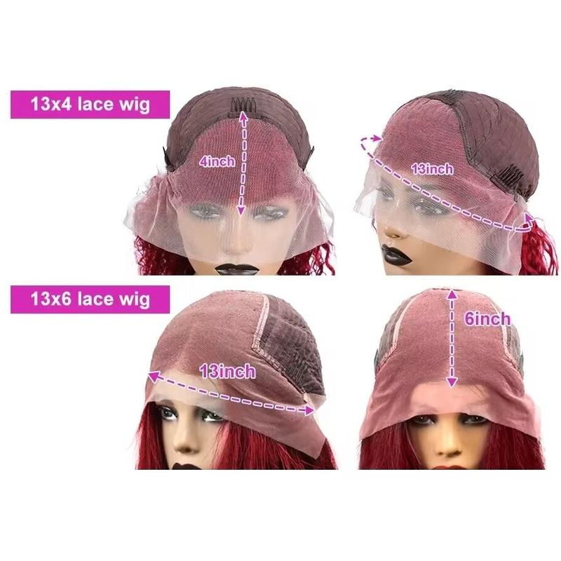 13x4 13x6 HD Lace Front Wig Human Hair Wigs 99J Red Burgundy Colored HD Transparent Pre Plucked Lace Frontal Human Hair Wigs Straight Buy 1  99J Wig Get 1 Pink Bag 1 HD Wig Cap 1 Brown Wig Cap and 1 Eyelashes