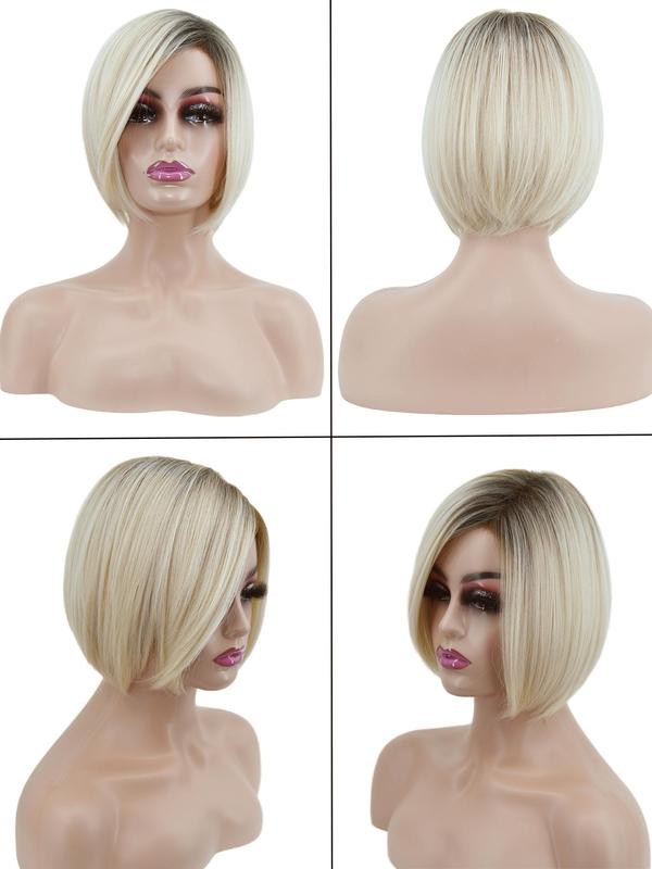 12 Inch Short Straight Bob Wig without Bangs for Women, Elegant Temperament Synthetic Hair for Daily Use & Party