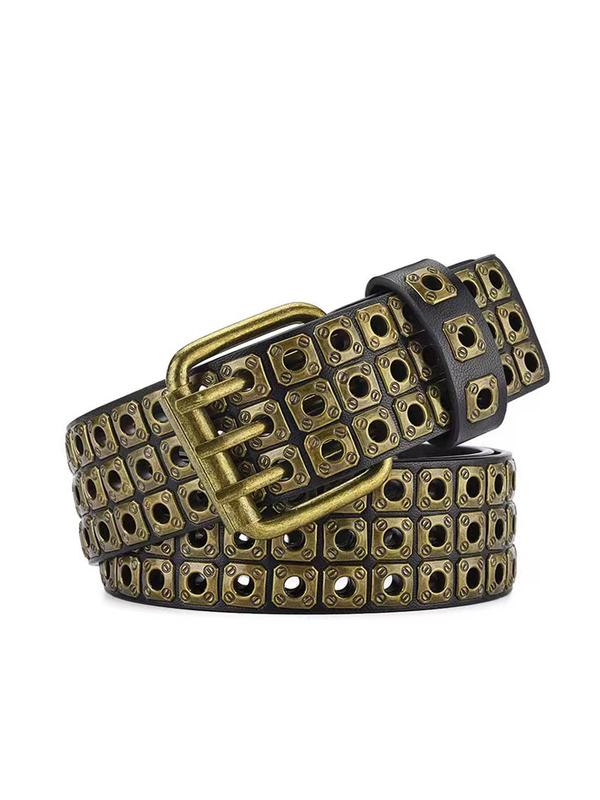 Punk Style Square Rivet Design PU Buckle Belt, Fashion Belt for Women for Daily Clothing Decor, Trendy All-match & Exquisite Belt for Birthday Gift