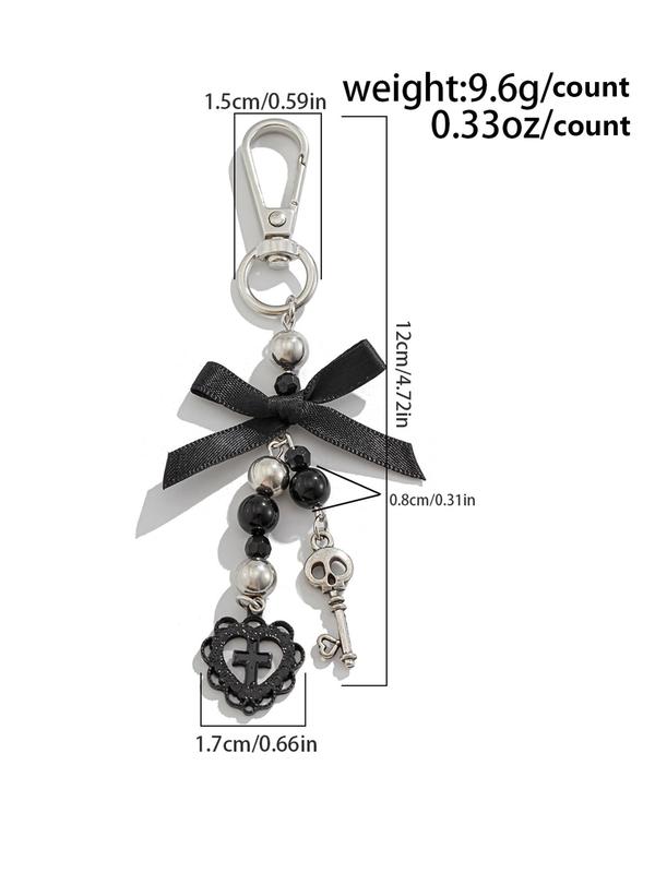 Cute Bow & Heart Design Keychain, Fashionable Keychain for Women & Girls, Trendy All-match & Exquisite Keychain for Birthday Gift